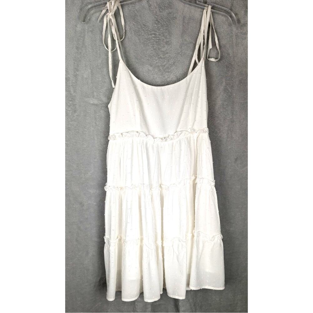 White Swiss Dot Tiered Ruffle Mini Sundress | CoquetteCottagecore Babydoll Dress